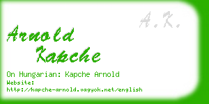 arnold kapche business card